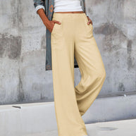 WW | Schmale Hose mit hoher Taille in einfarbigem Farbton