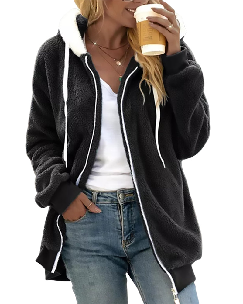 WW | Damen Fleece Hoodie Mit Reißverschluss