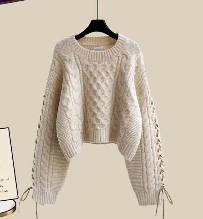 WW | Strickpullover Lockere Breite Rohre Zweiteiliges Set