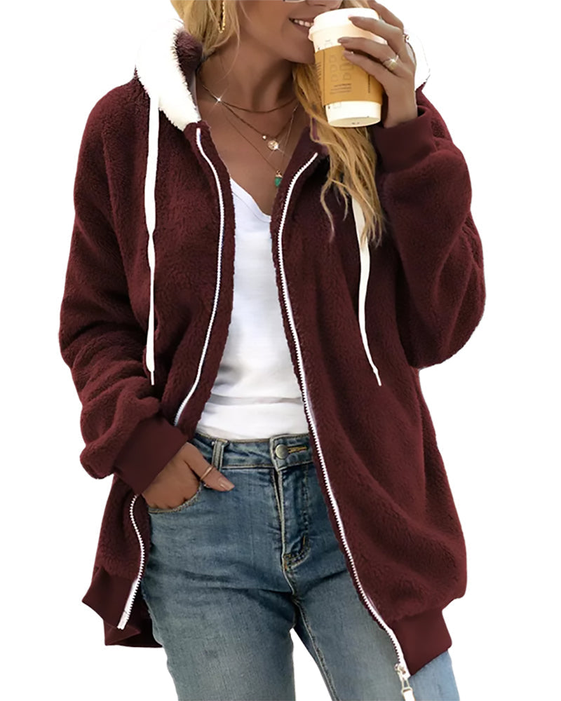 WW | Damen Fleece Hoodie Mit Reißverschluss