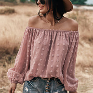 WW | Off Shoulder Laterne Langärmeliges Rüschentop