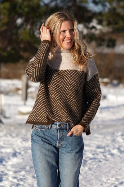 W&W Mode | Damen Rollkragenpullover mit Zweifarbdesign