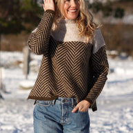WW | Damen Rollkragenpullover mit Zweifarbdesign