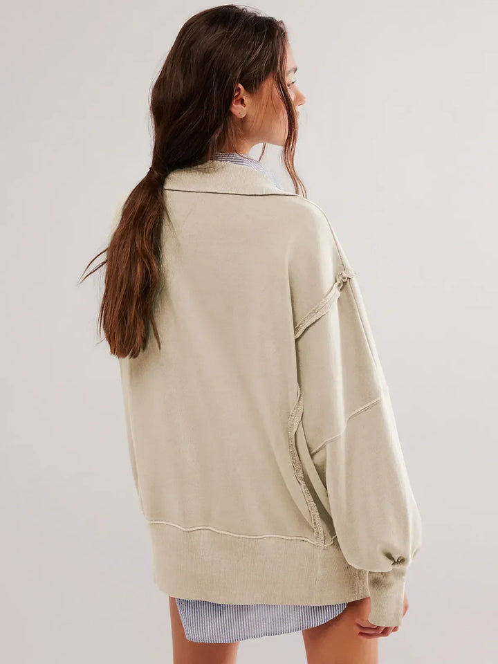 W&W Mode - Lässiges Sweatshirt Mit Knöpfen Und Lampenärmeln