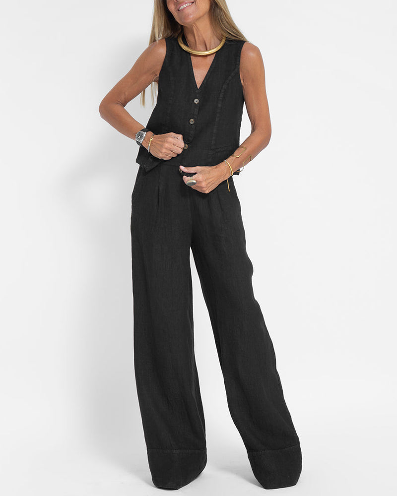 WW | Damen Elegantes 2-teiliges Leinenset