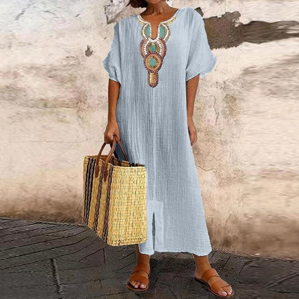 W&W Mode | Kleid Aus Baumwolle Und Leinen Für Frauen