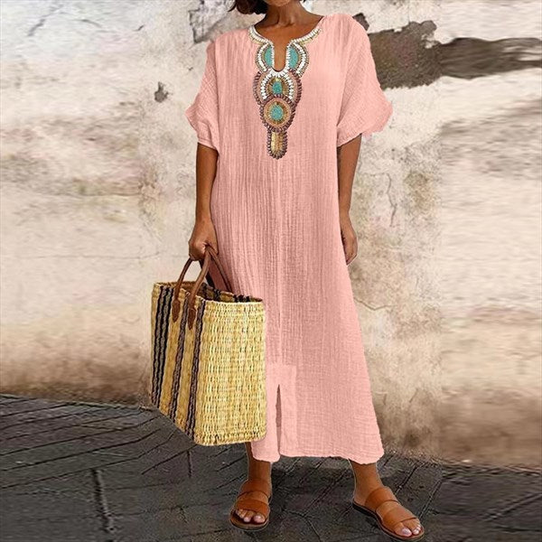 W&W Mode | Kleid Aus Baumwolle Und Leinen Für Frauen