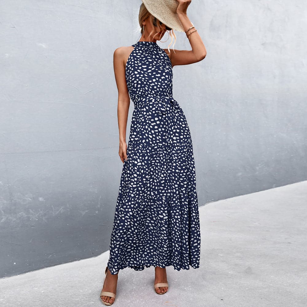 WW | Maxi Kleid Ärmellos Neckholder Bindegürtel Taille Leicht und Luftig