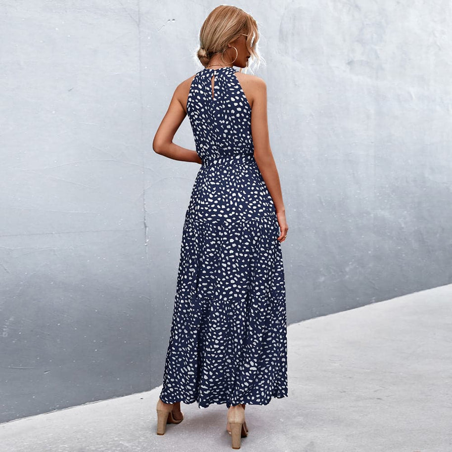 WW | Maxi Kleid Ärmellos Neckholder Bindegürtel Taille Leicht und Luftig