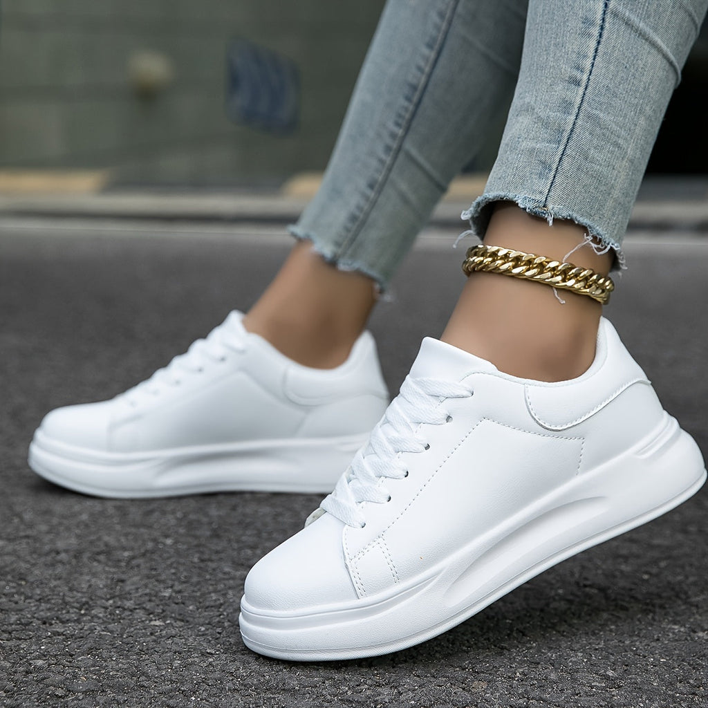 WW | Saubere Weiße Ledersneaker Für Damen, Weiß