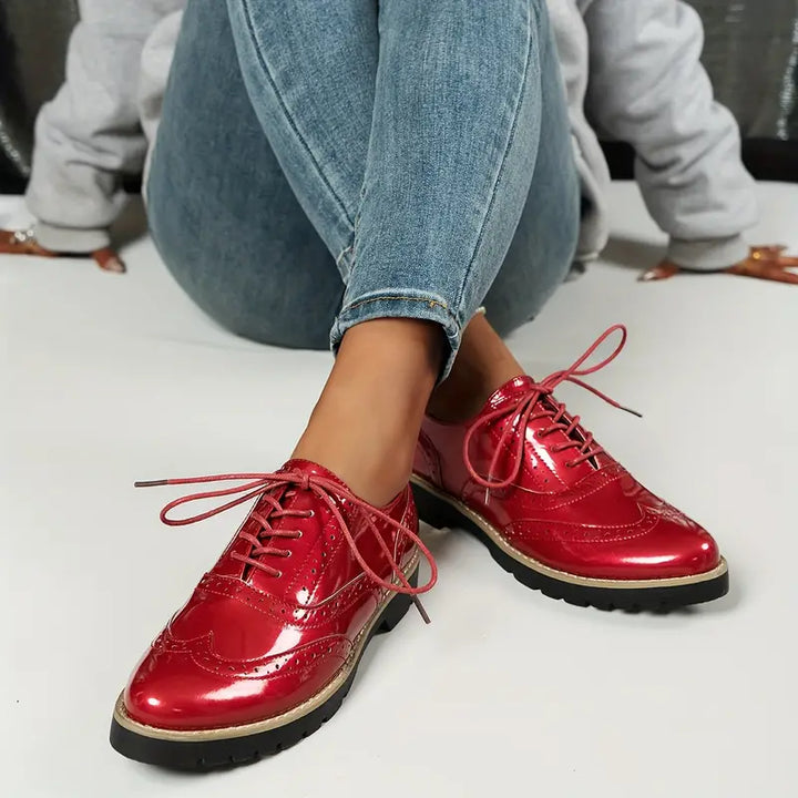 W&W Mode | Lackschuhe Im Oxford Stil Mit Klobiger Sohle Für Damen