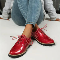 WW | Lackschuhe Im Oxford Stil Mit Klobiger Sohle Für Damen