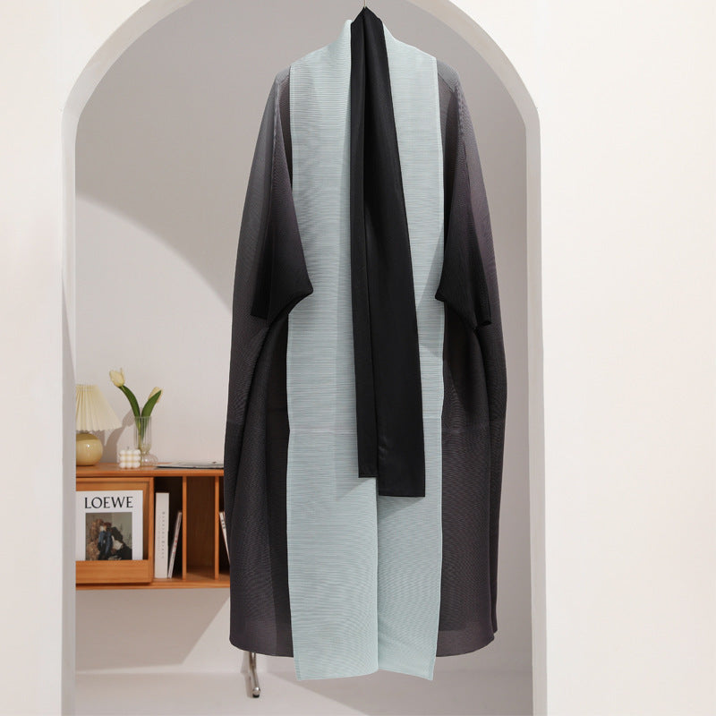 WW | Plissierter Trenchcoat Damen, Trend Herbst Farbverlauf, Weite Passform