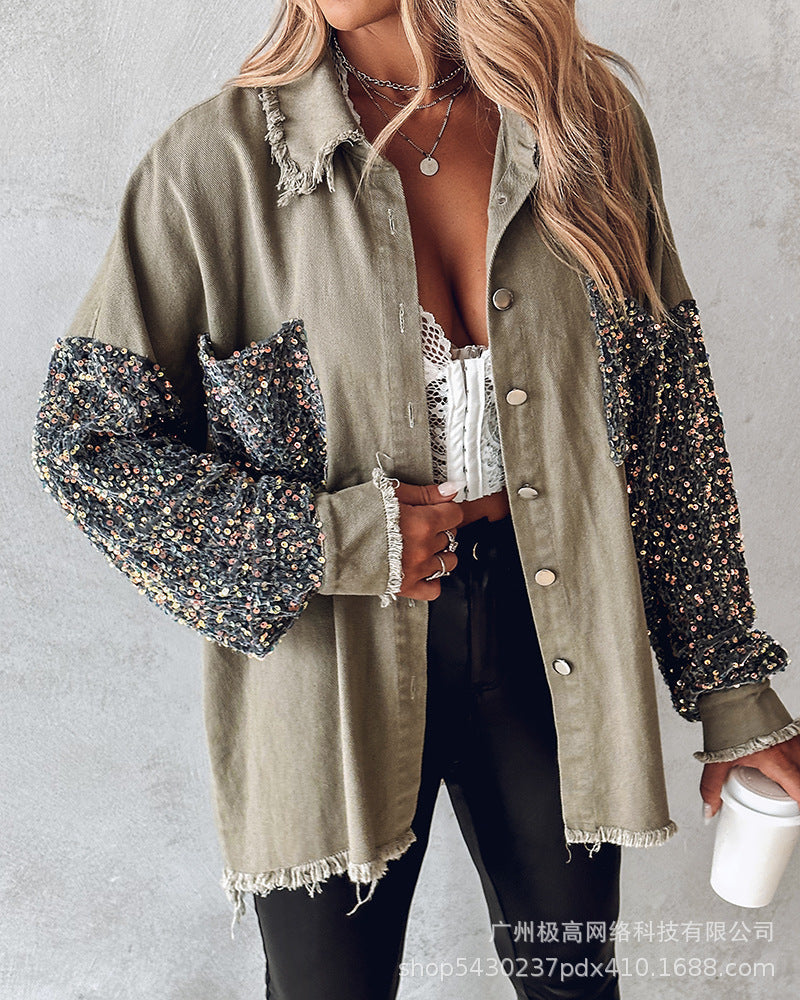 WW | Kontrast Paillettenjacke Für Den Frühling