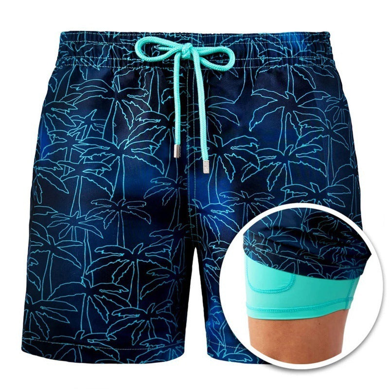 WW | Bedruckte Herren Badeshorts Mit Doppelter Schicht Für Den Sommer