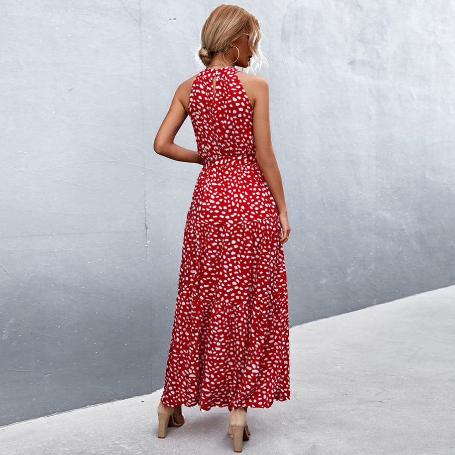 WW | Maxi Kleid Ärmellos Neckholder Bindegürtel Taille Leicht und Luftig