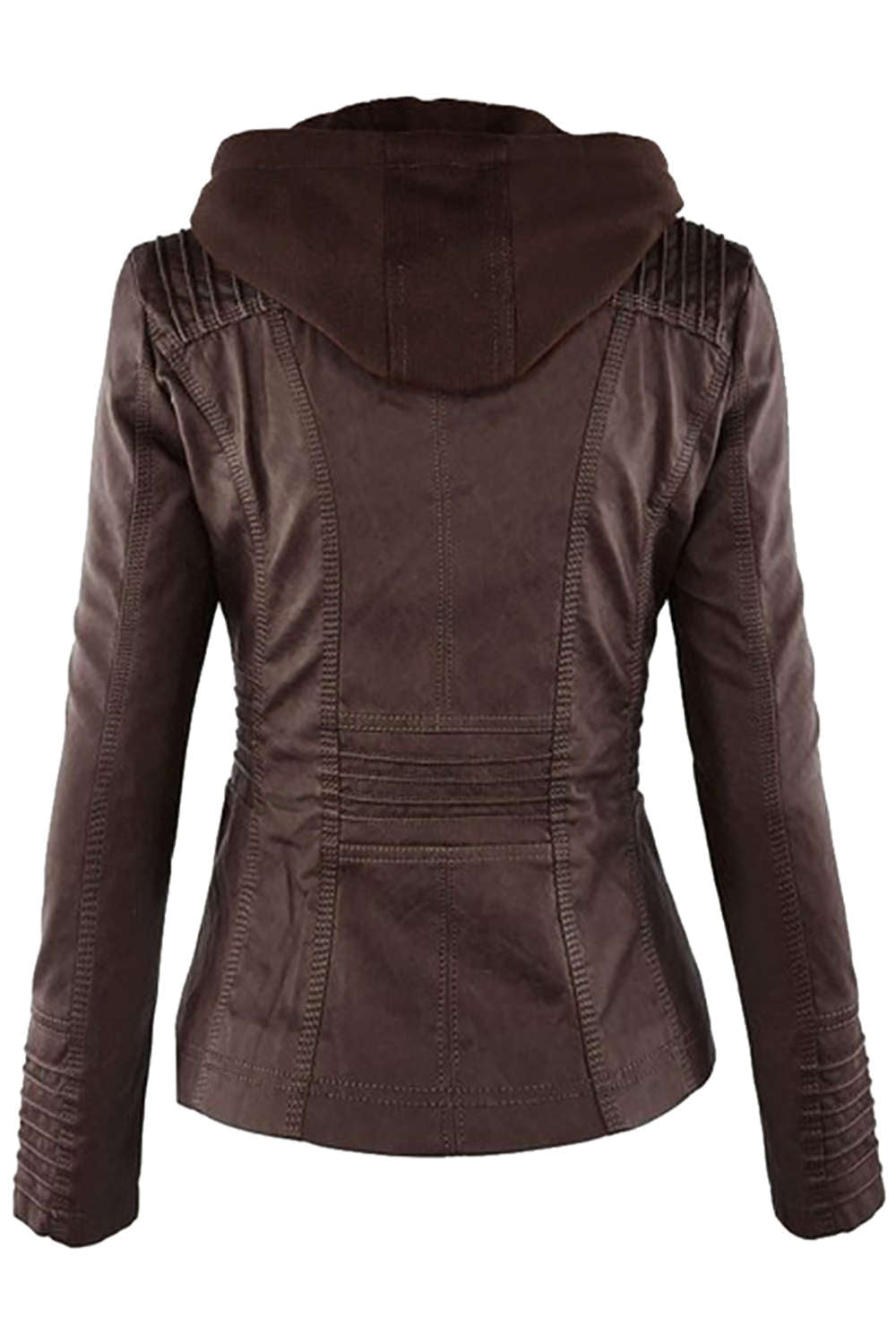 W&W Mode | Damen Kunstleder Kapuzenjacke Mit Reißverschluss