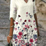WW | Bedrucktes Midi-Kleid mit V-Ausschnitt