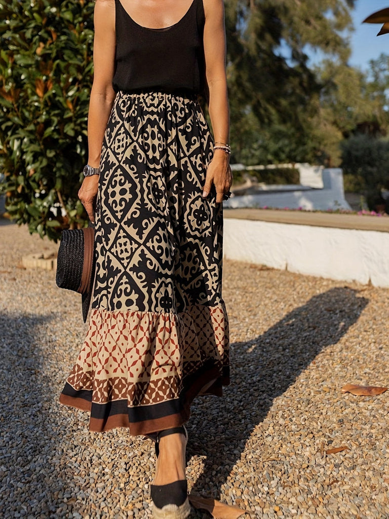 WW | Boho Lange Rock Mit Print
