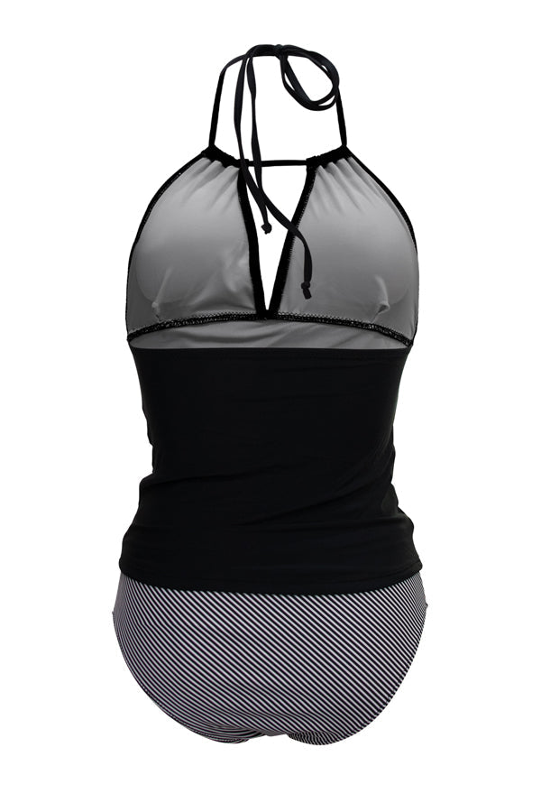 WW | V-Ausschnitt Bauchkontrolle Streifen Druck Tankini Set