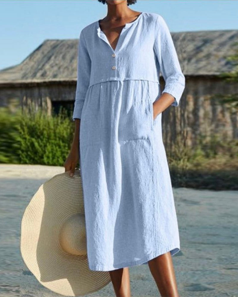 WW | Sommer Midikleid mit Knöpfen Adela