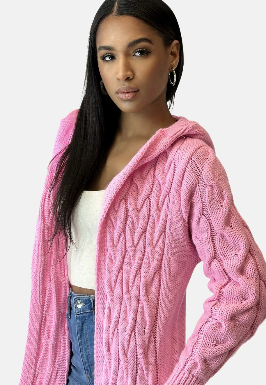 W&W - Lange Strickjacke mit Kapuze