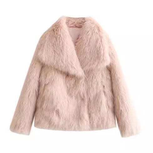 W&W Mode - Damen Herbst, Winter Pelz Mantel Imitation