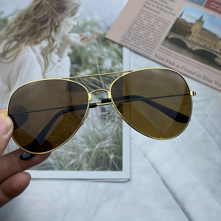 W&W Mode | Klassische Aviator-Sonnenbrille mit Goldenem Rahmen für Damen