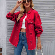 WW | Zerrissene Rohsaum-Denimjacke