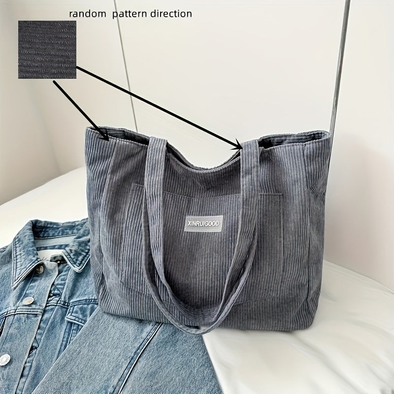 Damen Cordtasche mit geräumigem Innenfach und vielseitiger Trageweise