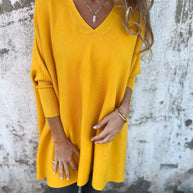 WW | Pullover - Damen Herbst Oversized Gestrickter V-Ausschnitt Pullover