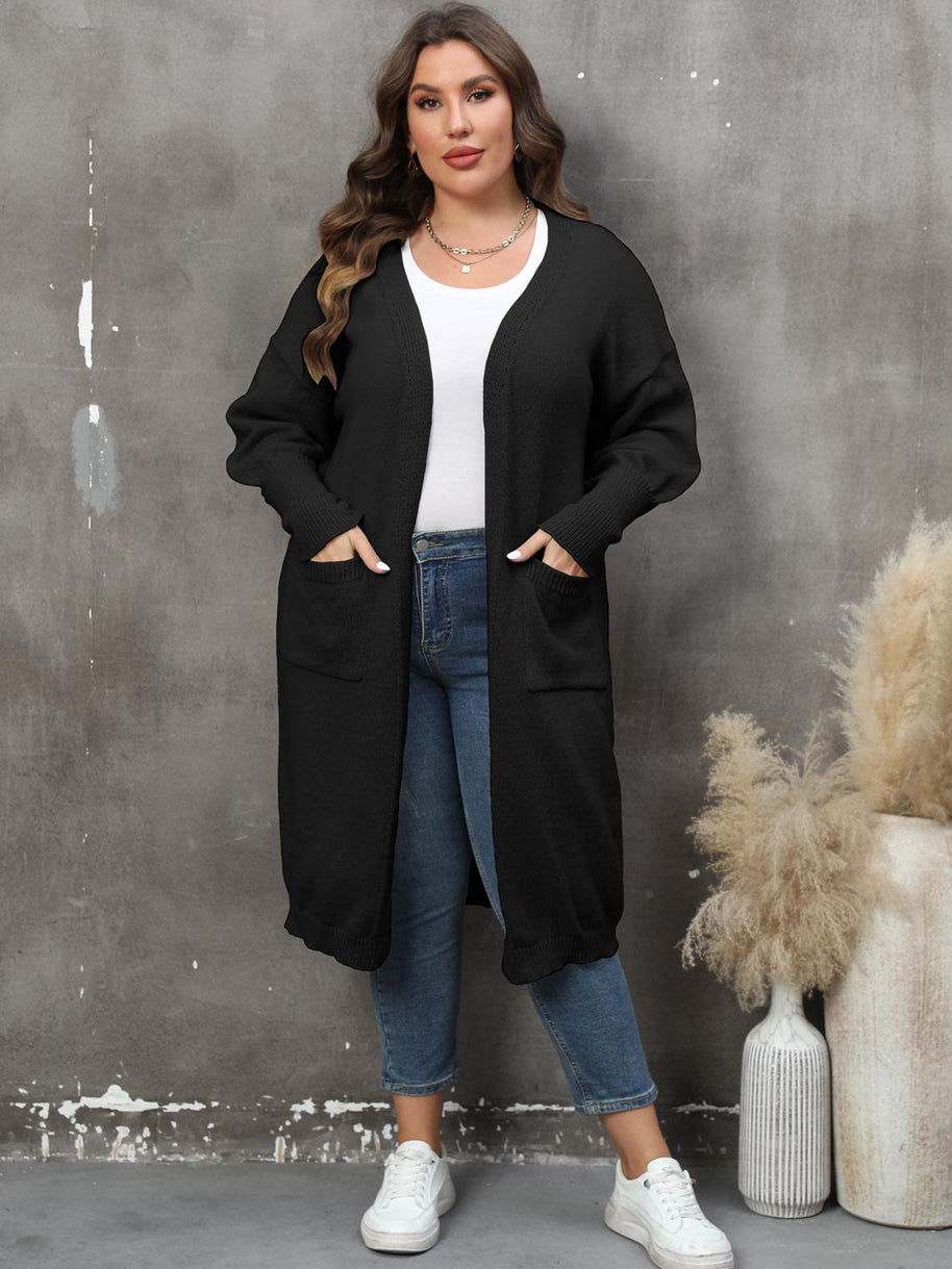 WW | Plus Size Langarm Taschen Cardigan