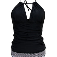WW | V-Ausschnitt Bauchkontrolle Streifen Druck Tankini Set