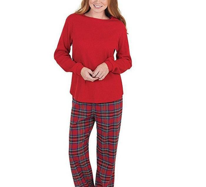WW | Stilvolle Winter Familie Karo Rot Weihnachts-Pyjama Set für Unisex
