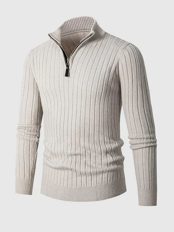 W&W Mode | Herren Freizeitpullover Mit Reißverschluss Aus Kabelstrick