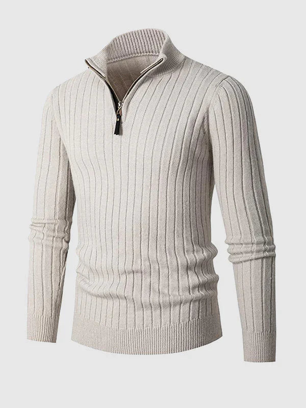 WW | Herren Freizeitpullover Mit Reißverschluss Aus Kabelstrick