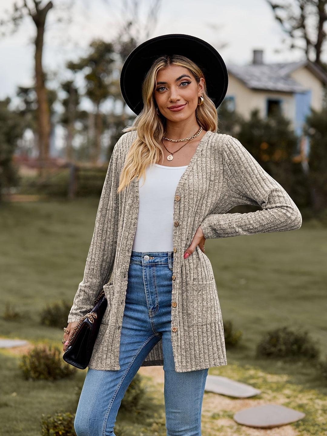 W&W Mode Warmer Gerippter Baumwolle Strickcardigan Für Damen | Perfekt Für Lässige Tage