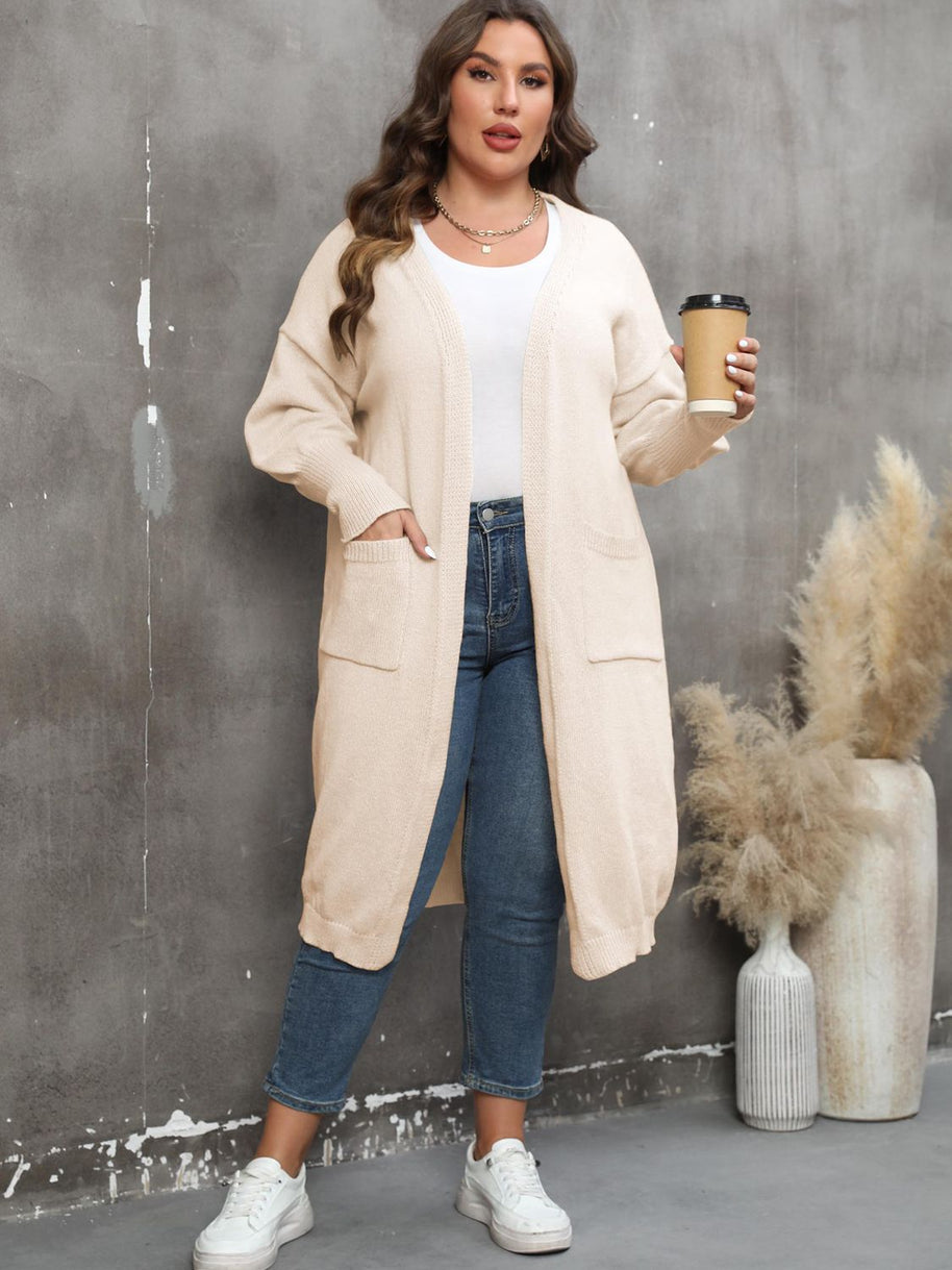 WW | Plus Size Langarm Taschen Cardigan