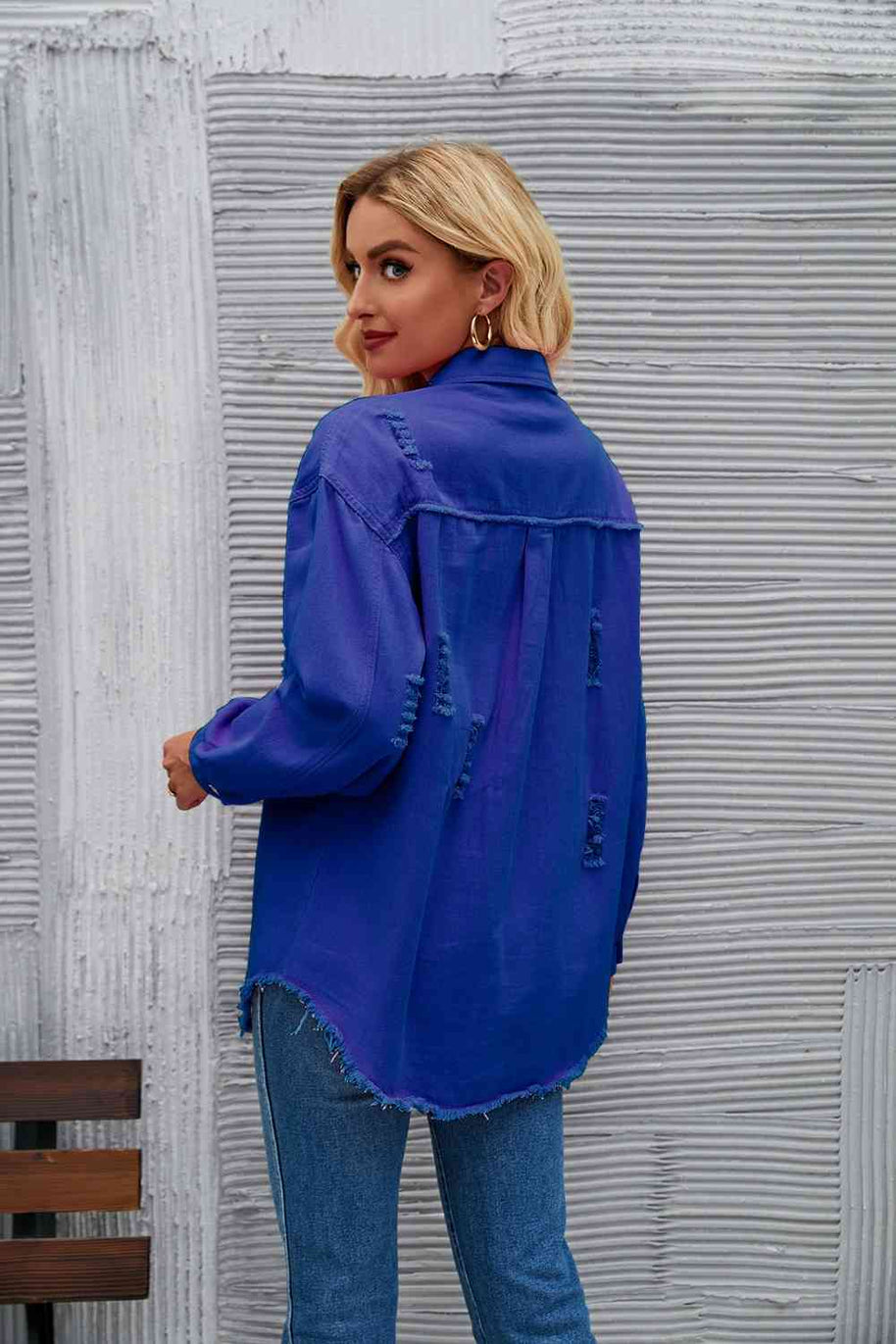 WW | Zerrissene Rohsaum-Denimjacke