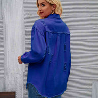 WW | Zerrissene Rohsaum-Denimjacke