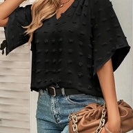 WW | Elegante und Stilvolle Oberteil mit V-Ausschnitt Schweizer Punkte