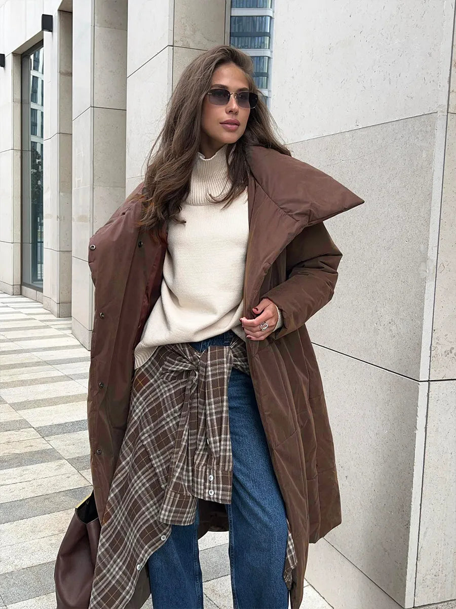 W&W Mode | Langer Wintermantel mit breitem elegantem Kragen
