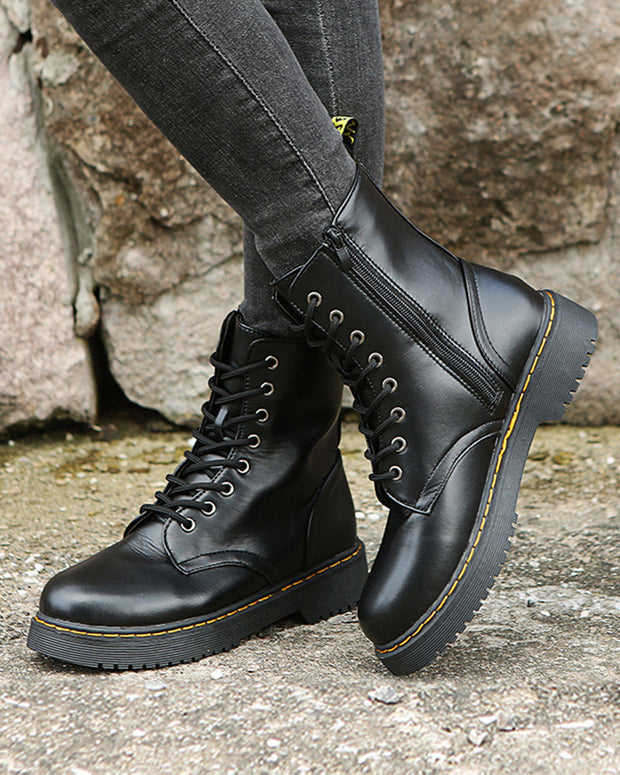 WW | Stiefeletten Mit Schnürsenkeln Und Reißverschluss