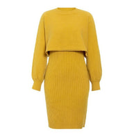 WW | teilige gestrickte Set - elegantes gestricktes ärmelloses Kleid mit Pullover für Herbst und Winter