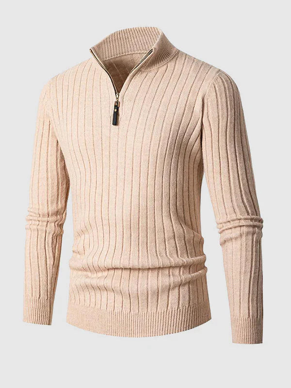 WW | Herren Freizeitpullover Mit Reißverschluss Aus Kabelstrick