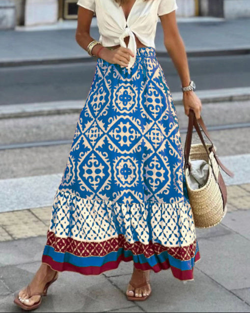 WW | Boho Lange Rock Mit Print