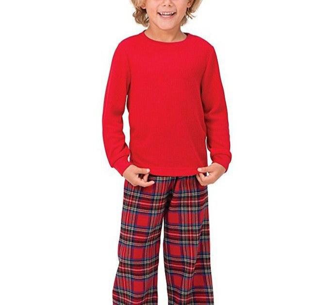 WW | Stilvolle Winter Familie Karo Rot Weihnachts-Pyjama Set für Unisex