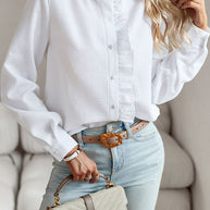 WW Selvedge Einfarbige Langarm-Freizeitoberteile