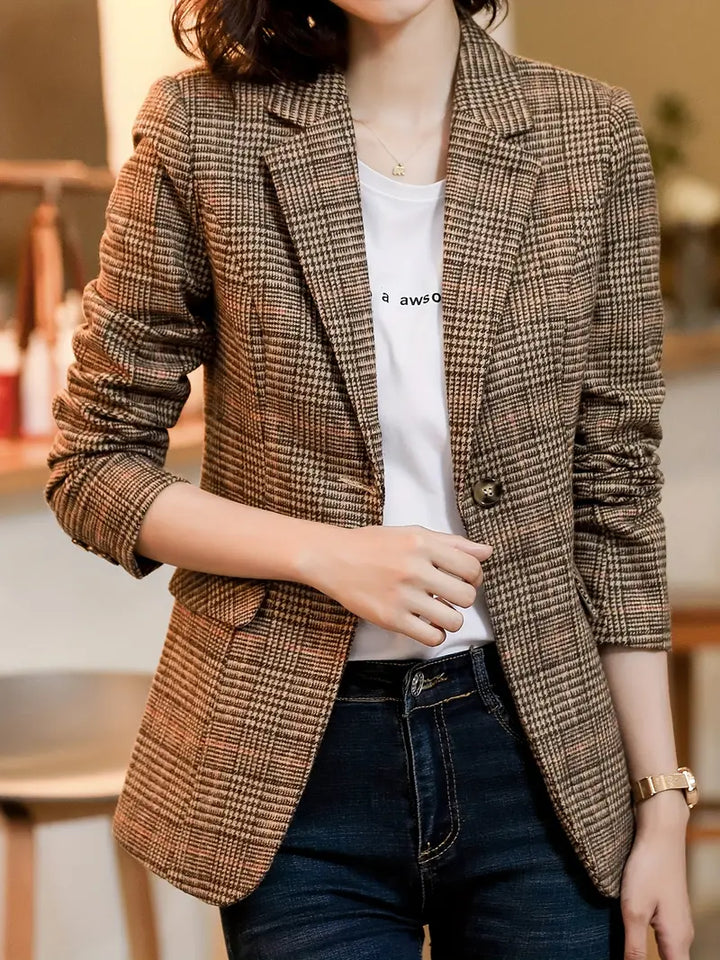 W&W Mode | Karierter Blazer Mit Revers Und Einem Knopf