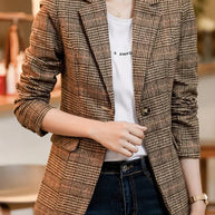WW | Karierter Blazer Mit Revers Und Einem Knopf